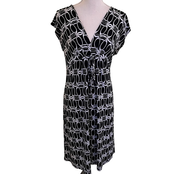Michael Michael Kors Black and White Geometric Print Jersey Knit Dress S - Picture 1 of 12